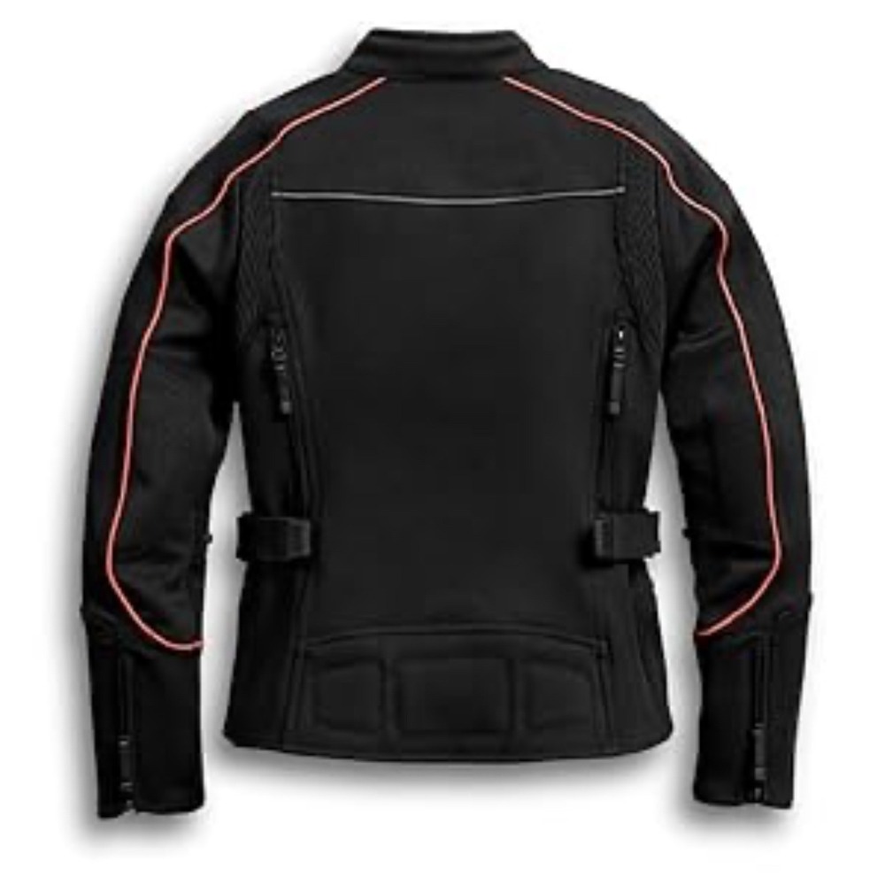 Harley-Davidson Womens XL Black Orange Piping Mesh Riding Jacket Motorclothes - Picture 3 of 11